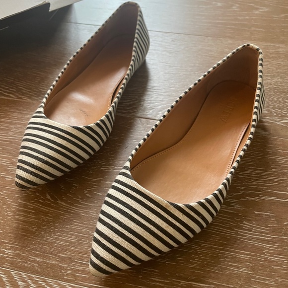 J. Crew Black and White Stripe Amelia Flats - Picture 2 of 5